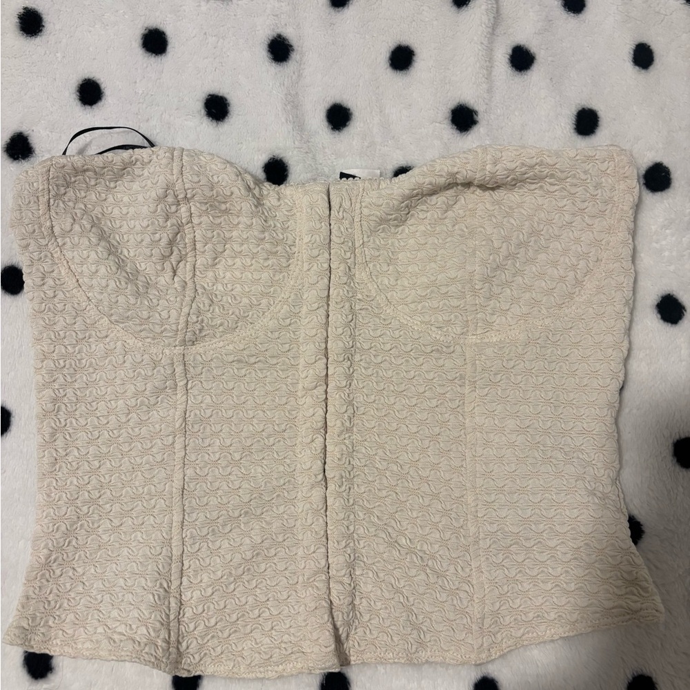 Cream Textured Bustier Top